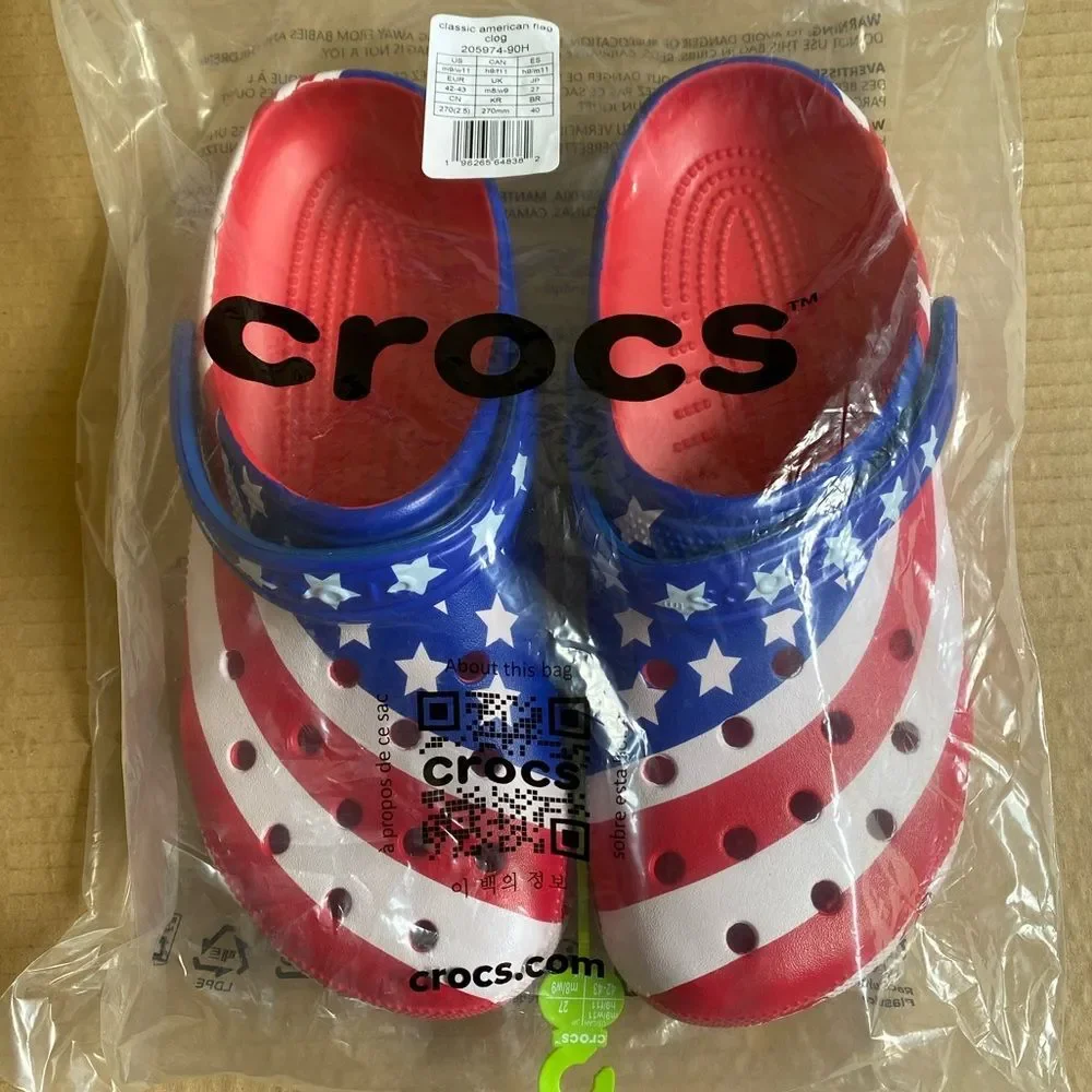 NEW Crocs Classic American Flag Clogs Men’s 9 Women's 11 Team USA Patriotic